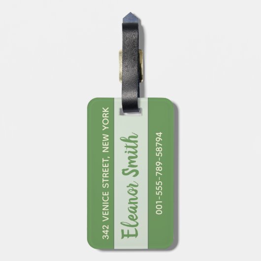 Grüne Blätter und Blume tropische Monogramm Gepäckanhänger (Rückseite vertikal)