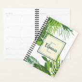 Grüne Blätter und Blume tropische Monogramm Planer (Anzeige)