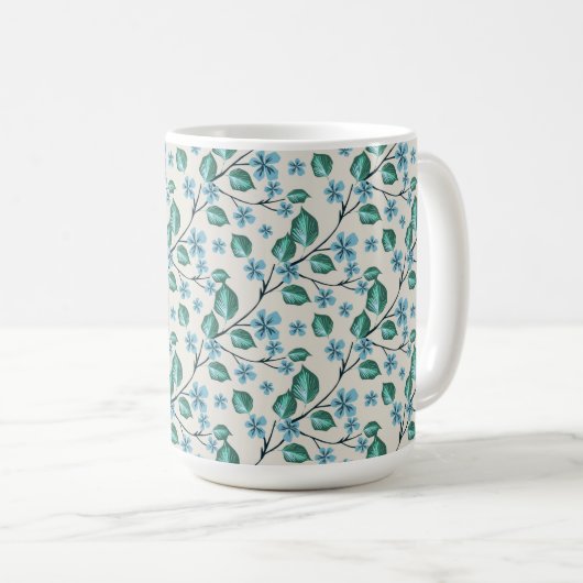 Grüne Blätter und Blumen. Kaffeetasse (VorderseiteRechts)