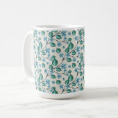 Grüne Blätter und Blumen. Kaffeetasse (Vorderseite Links)