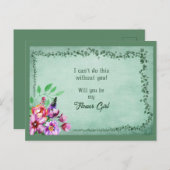 Grüne Blätter und Blumenblütenmädchen Ankündigungspostkarte (Vorne/Hinten)