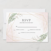 Grüne Blätter und Blush-Hochzeit-RSVP Einladung (Vorderseite)