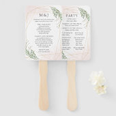 Grüne Blätter und Blush-Hochzeitsprogramm Fächer (Vorne und Hinten)