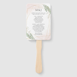 Grüne Blätter und Blush-Hochzeitsprogramm Fächer