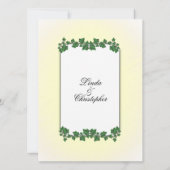 Grüne Blätter und Einladung zur Hochzeit von gelbe (Rückseite)