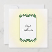 Grüne Blätter und Einladung zur Hochzeit von gelbe (Rückseite)