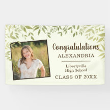 Grüne Blätter und Foto Abschluss Willkommen