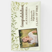 Grüne Blätter und Foto Abschluss Willkommen Banner (Vertikal)