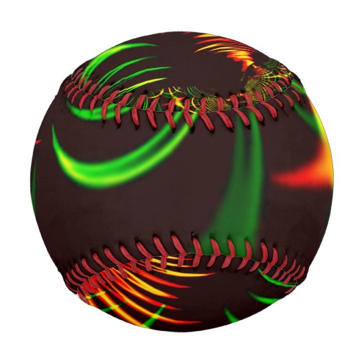 Grüne Blätter und gelbe, feuergefärbte Kurven Baseball (Rückseite)