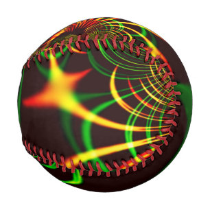 Grüne Blätter und gelbe, feuergefärbte Kurven Baseball