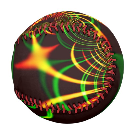 Grüne Blätter und gelbe, feuergefärbte Kurven Baseball (Rückseite Links)