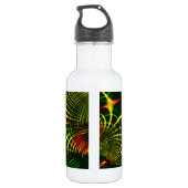Grüne Blätter und gelbe, feuergefärbte Kurven Edelstahlflasche (Rückseite)