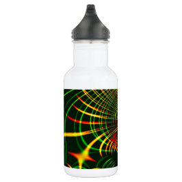 Grüne Blätter und gelbe, feuergefärbte Kurven Edelstahlflasche