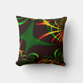 Grüne Blätter und gelbe, feuergefärbte Kurven Kissen