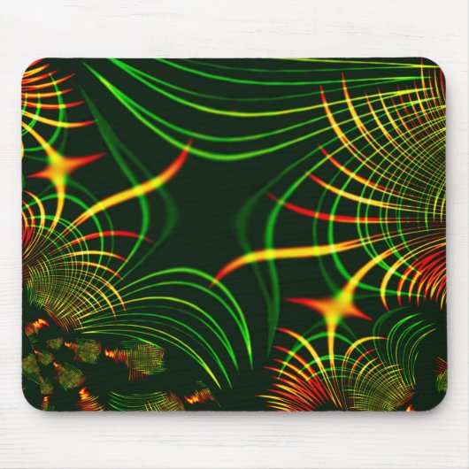 Grüne Blätter und gelbe, feuergefärbte Kurven Mousepad (Vorne)