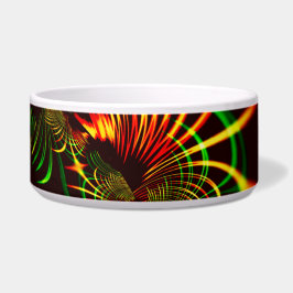 Grüne Blätter und gelbe, feuergefärbte Kurven Napf