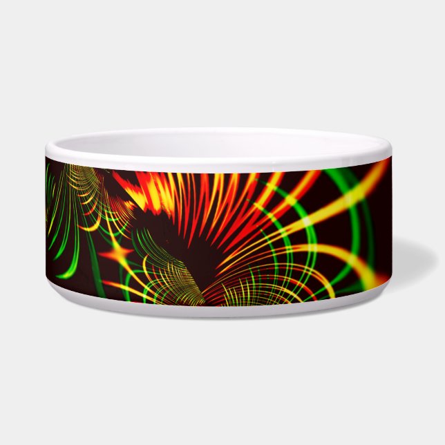 Grüne Blätter und gelbe, feuergefärbte Kurven Napf (Links)