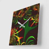 Grüne Blätter und gelbe, feuergefärbte Kurven Quadratische Wanduhr (Winkel)