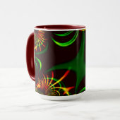 Grüne Blätter und gelbe, feuergefärbte Kurven Tasse (Vorderseite Links)