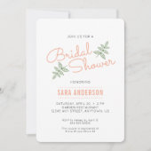 Grüne Blätter und Korallen Brautparty laden ein Einladung (Vorderseite)