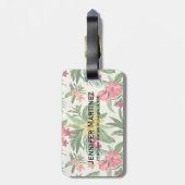 Grüne Blätter und rosa und gelbe Blumen Gepäckanhänger (Rückseite vertikal)