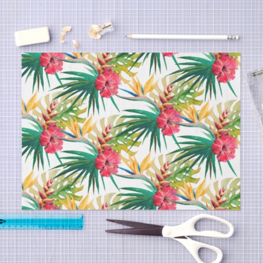 Grüne Blätter und rote Blume Seidenpapier (Handwerk)