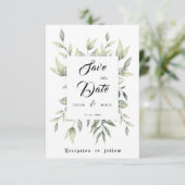 Grüne Blätter und Verzweigungen Wasserfarbe Save The Date (Stehend Vorderseite)