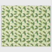 Grüne Blätter und weiße Blume über den grünen Hint Geschenkpapier (Flach)