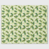 Grüne Blätter und weiße Blume über den grünen Hint Geschenkpapier (Flach)