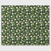 Grüne Blätter und weiße Blume über den grünen Hint Geschenkpapier (Flach)
