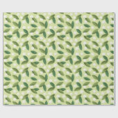 Grüne Blätter und weiße Blume über den grünen Hint Geschenkpapier (Flach)