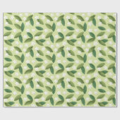 Grüne Blätter und weiße Blume über den grünen Hint Geschenkpapier (Flach)