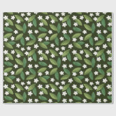 Grüne Blätter und weiße Blume über den grünen Hint Geschenkpapier (Flach)