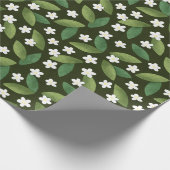 Grüne Blätter und weiße Blume über den grünen Hint Geschenkpapier (Ecke)