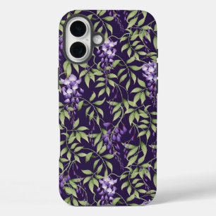 Grüne Blätter und Wisteria-Blumenmuster iPhone 16 Plus Hülle