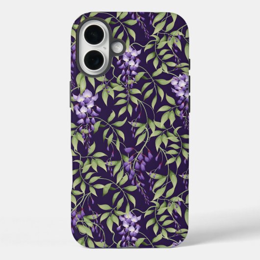 Grüne Blätter und Wisteria-Blumenmuster Case-Mate iPhone Hülle (Rückseite)