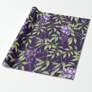 Grüne Blätter und Wisteria-Blumenmuster Geschenkpapier