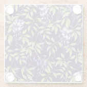 Grüne Blätter und Wisteria-Blumenmuster Glasuntersetzer (Rückseite)