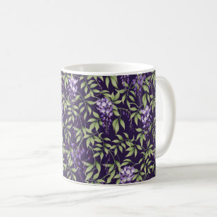 Grüne Blätter und Wisteria-Blumenmuster Kaffeetasse