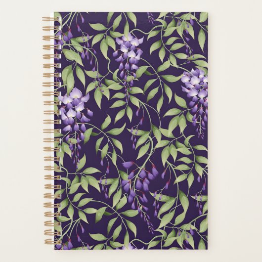 Grüne Blätter und Wisteria-Blumenmuster Planer (Vorderseite)