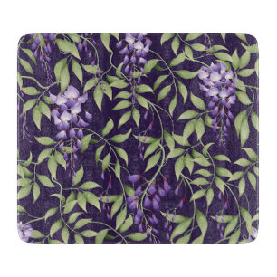 Grüne Blätter und Wisteria-Blumenmuster Schneidebrett