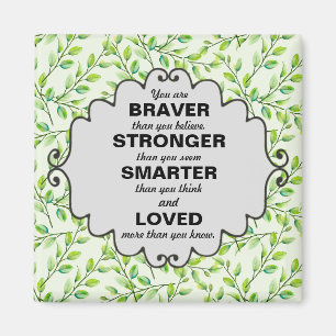 Grüne Blätter und Zweige Worte der Ermutigung Magnet