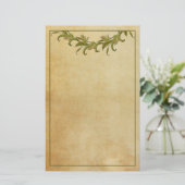 Grüne Blätter Vintages Stationierpapier Briefpapier (Stehend Vorderseite)