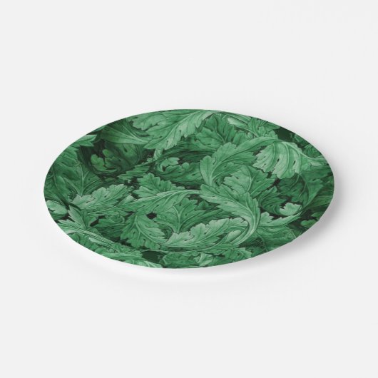 Grüne Blätter (von William Morris) Pappteller (Schrägansicht)