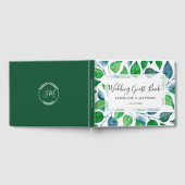 Grüne Blätter Wasserfarbe gestrichen Hochzeit Gästebuch (Voll)