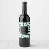 Grüne Blätter Wasserfarbe Handgestrichen auf Weiß Weinetikett (Vorderseite)