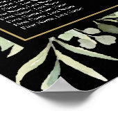 Grüne Blätter Wasserfarben Hochzeitstabelle Poster (Ecke)