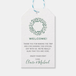 Grüne Blätter Wasserfarbenkranz | Begrüßung Geschenkanhänger