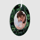 Grüne Blätter Weihnachts-Foto Ornament (Vorderseite)