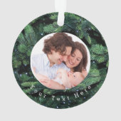 Grüne Blätter Weihnachts-Foto Ornament (Rückseite)